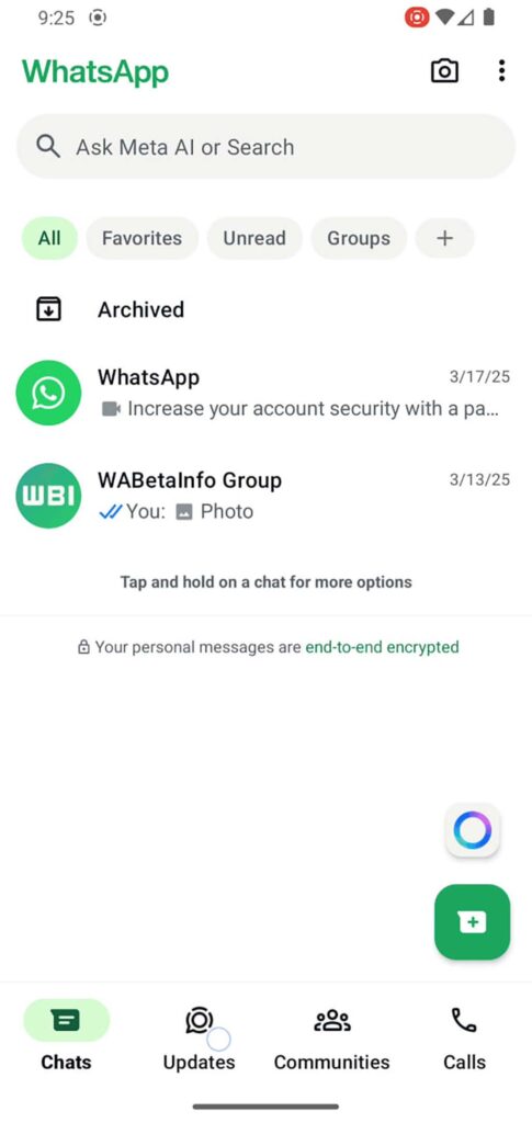 WhatsApp測試動態導航列動畫 介面互動再升級