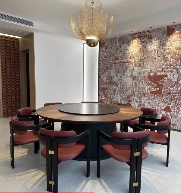 樂藝家具實木會所餐廳電動餐桌10人20人酒店會所大圓桌，宴會電動帶轉盤大圓桌 7 1