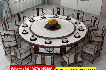 樂藝家具酒店電動餐桌大圓桌，20人岩板轉盤火鍋桌，30人會所別墅大飯店餐桌圓桌 6