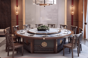 樂藝家具酒店電動餐桌大圓桌，20人岩板轉盤火鍋桌，30人會所別墅大飯店餐桌圓桌 9 1